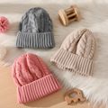 Baby / Toddler Simple Plain Cable Twist Knit Beanie Hat Pink