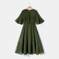Mommy and Me Army Green Ruffle-sleeve Lace Detail Swiss Dot Dress Army green image 2