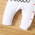 Baby Boy/Girl 95% Cotton Long-sleeve Love Heart & Letter Print Snap Jumpsuit White image 5