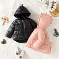 Baby Boy/Girl 3D Dinosaur Design Thickened Thermal Lined Quilted Long-sleeve Hooded Coat Black image 1