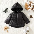 Baby Boy/Girl 3D Dinosaur Design Thickened Thermal Lined Quilted Long-sleeve Hooded Coat Black image 2