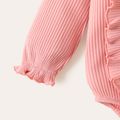 2-Pack Baby Girl Solid Rib Knit Ruffle Trim Long-sleeve Rompers Set ColorBlock