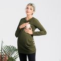 Nursing Army Green Round-collar Long-sleeve Top Army green image 1