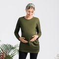 Nursing Army Green Round-collar Long-sleeve Top Army green image 3