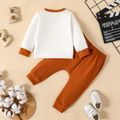 2pcs Baby Boy 95% Cotton Pants and Letter Print Long-sleeve Pullover Set Caramel image 3