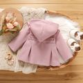 Baby Girl Pink Ruffle Trim Single Breasted Hooded Long-sleeve Coat Pink