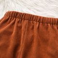 2pcs Toddler Boy Lapel Collar Plaid Long-sleeve Shirt and Brown Pants Set Brown