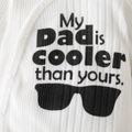 100% Cotton Baby Boy/Girl Sunglasses & Letter Print Rib Knit Snap Jumpsuit White image 5
