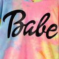 Letter Print Tie Dye Drop Shoulder Long-sleeve Hoodies for Mom and Me Colorful