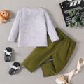 2pcs Baby Boy 100% Cotton Pants and Animal Print Long-sleeve Tee Set ColorBlock image 2