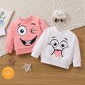 100% Cotton Baby Boy/Girl Cartoon Print Long-sleeve Pullover Sweatshirt Pink image 2