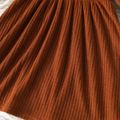 Toddler Girl Turtleneck Solid Color Ribbed Long-sleeve Dress Brown image 5