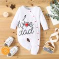 Baby Boy/Girl 95% Cotton Long-sleeve Love Heart & Letter Print Snap Jumpsuit White image 2