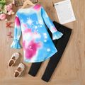 Pretty 2pcs Kid Girl Gradient Butterfly Print Long-sleeve Tee and Leggings Set MultiColour image 2