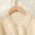 Kid Girl Basic Solid Color V Neck Knit Sweater White