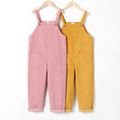 Kid Girl Solid Color Pocket Design Corduroy Strap Jumpsuits Ginger
