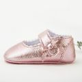 Baby / Toddler Wavy Trim Bow Velcro Prewalker Shoes Dark Pink image 4