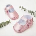 Baby / Toddler Wavy Trim Bow Velcro Prewalker Shoes Dark Pink image 2