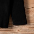 Kid Girl Polar Fleece Crown Embroidered Turtleneck Solid Color Long-sleeve Tee Black