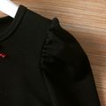 2pcs Kid Girl Bowknot Design Long-sleeve Black Tee and Letter Print Skirt Set Black image 4