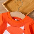 2pcs Baby Boy Fox Embroidered Long-sleeve Sweatshirt and Sweatpants Set Orange red image 3