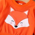 2pcs Baby Boy Fox Embroidered Long-sleeve Sweatshirt and Sweatpants Set Orange red image 4