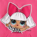 L.O.L. SURPRISE! Kid Girl Character Leopard Print Colorblock Pocket Design Hooded Sweatshirt Dress Pink