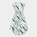 Family Matching Allover Geo Print Sleeveless Belted Dresses and Short-sleeve T-shirts Sets Coffee image 2