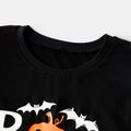 Halloween Glow In The Dark Pumpkin & Letter Print Family Matching Long-sleeve Sweatshirts Black image 5
