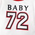 2pcs Baby Boy Number & Letter Print Colorblock Long-sleeve Romper with Hat Set White image 3