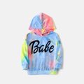 Letter Print Tie Dye Drop Shoulder Long-sleeve Hoodies for Mom and Me Colorful