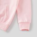Floral Print Spliced Pink Long-sleeve Drawstring Hoodies for Mom and Me Pink