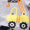 2pcs Baby Boy Excavator Print Round Neck  Short-sleeve T-shirt and Shorts Set Colorful