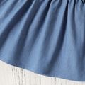 2pcs Toddler Girl Square Neck Button Design Long-sleeve Denim Blouse and Skirt Set Blue