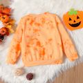 Toddler Boy Halloween Graphic Letter Print Tie Dyed Pullover Sweatshirt Orange