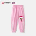 L.O.L. SURPRISE! Kid Girl Striped Characters Print Elasticized Cotton Pants Pink