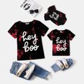 100% Cotton Letter Print Tie Dye Round Neck Short-sleeve T-shirts for Mom and Me redblack image 1