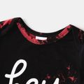 100% Cotton Letter Print Tie Dye Round Neck Short-sleeve T-shirts for Mom and Me redblack image 3