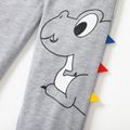 Kid Boy Animal Dinosaur Print Spike Design Elasticized Pants Grey
