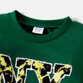 Kid Boy Casual Letter Embroidered Pullover Sweatshirt Dark Green