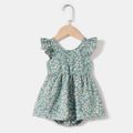 Green Floral Print Twist Front Tie Back Cami Dress for Mom and Me Green