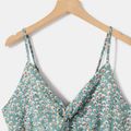 Green Floral Print Twist Front Tie Back Cami Dress for Mom and Me Green