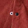 Kid Boy Lapel Collar Pocket Design Colorblock Long-sleeve Corduroy Shirt Brick red