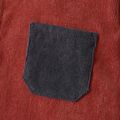 Kid Boy Lapel Collar Pocket Design Colorblock Long-sleeve Corduroy Shirt Brick red