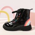 Toddler / Kid Rainbow Pattern Lace Up Boots (The color of the eyelet and heel rainbow is random) Black image 3
