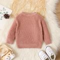 Baby Girl Button Decor Solid Long-sleeve Cable Knit Pullover Sweater Cameo brown image 2