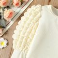 Toddler Girl Textured Ribbed Long Puff-sleeve Solid Color Tee Apricot image 4
