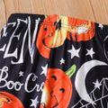 2pcs Toddler Girl Halloween Ruffled High Low Long-sleeve Tee and Allover Print Leggings Set Orange