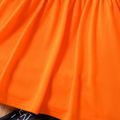 2pcs Toddler Girl Halloween Letter Print Ruffled Long-sleeve Tee and Pumpkin Ghost Print Flared Pants Set Orange