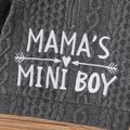 2pcs Baby Boy Letter Embroidered Grey Textured Long-sleeve Zip Sweatshirt and Sweatpants Set Dark Grey image 4